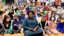 Georgia gubernatorial candidate Stacey Abrams appeared maskless with students at Decatur, GA's Glennwood Elementary School during a Black History Month event last week. Masks are mandatory for teachers and students at the Atlanta-area school.