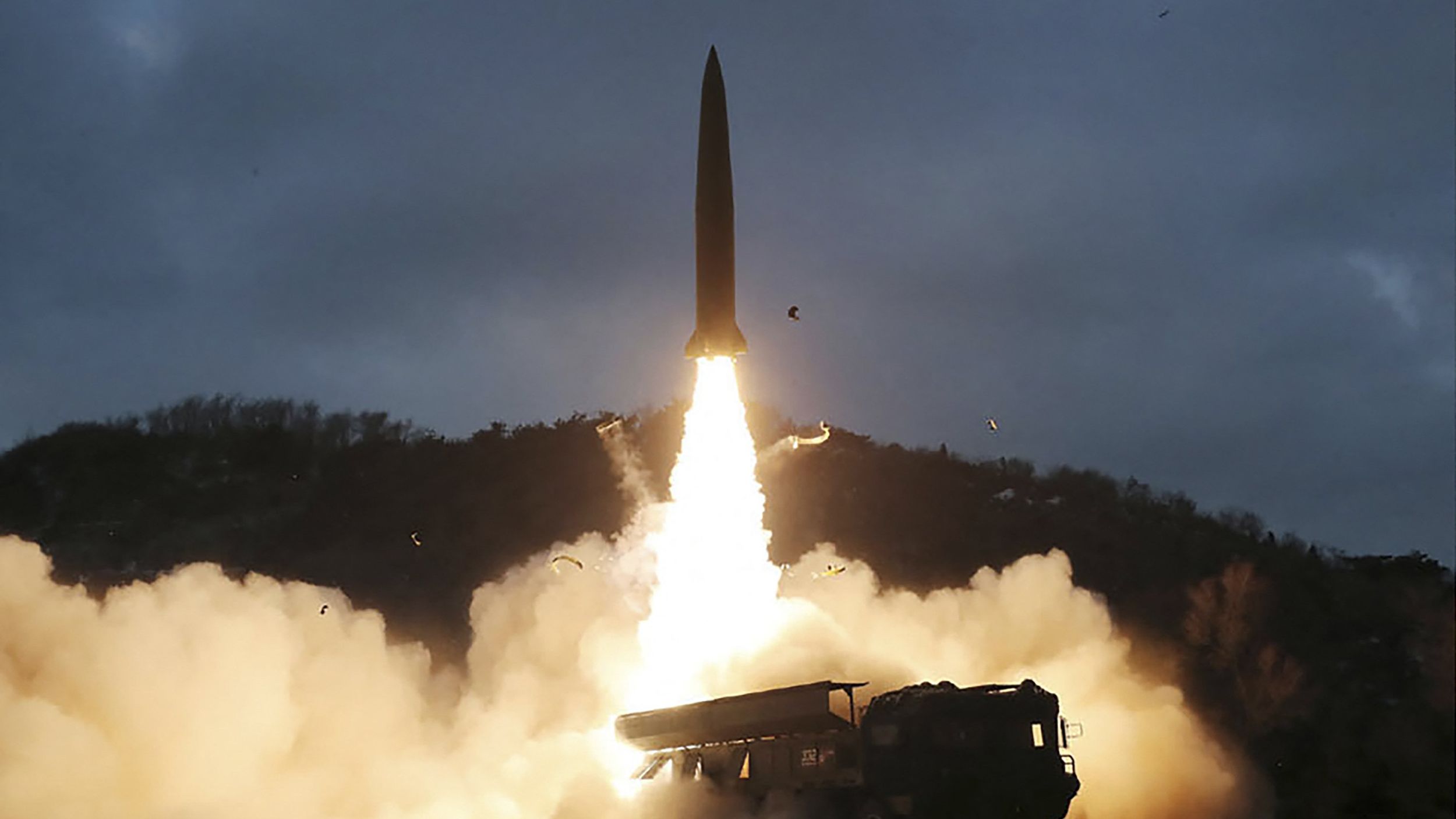 North Korea tests a missile on January 27 in photo released by state media.