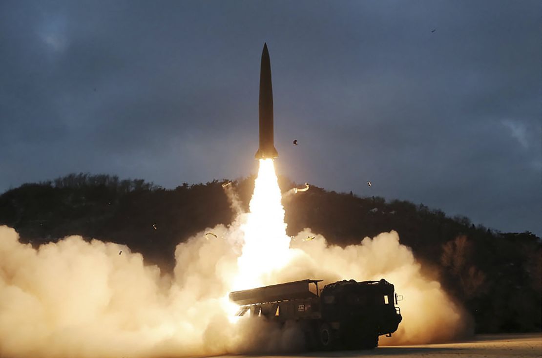 North Korea tests a missile on January 27 in photo released by state media.