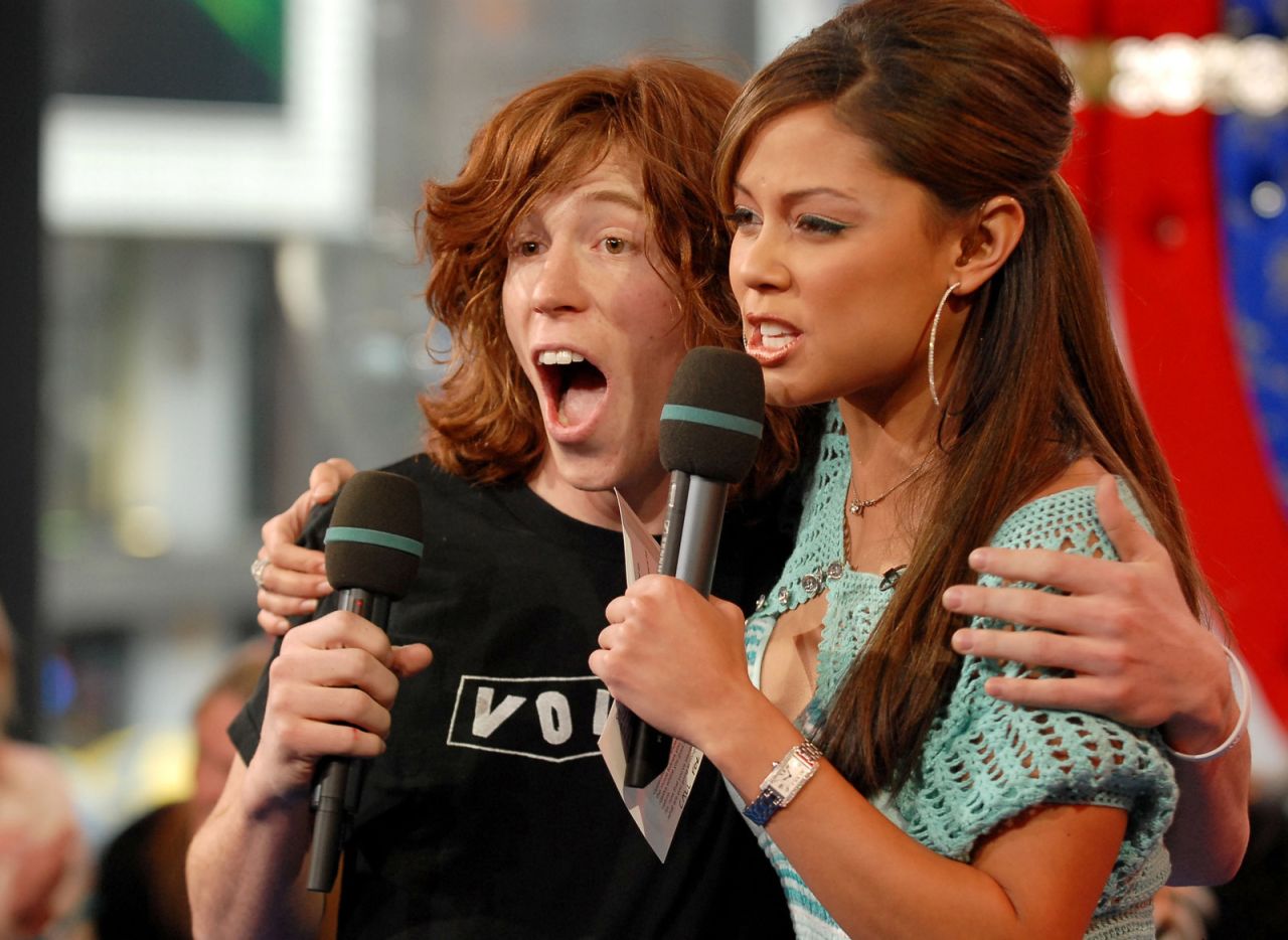 White appears on MTV's "TRL" with host Vanessa Minnillo in 2006.