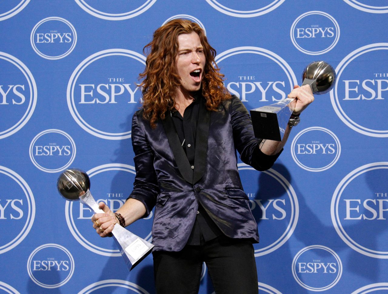 White holds two ESPY Awards he won in 2010 -- one for best male Olympian and one for best male action sport athlete.