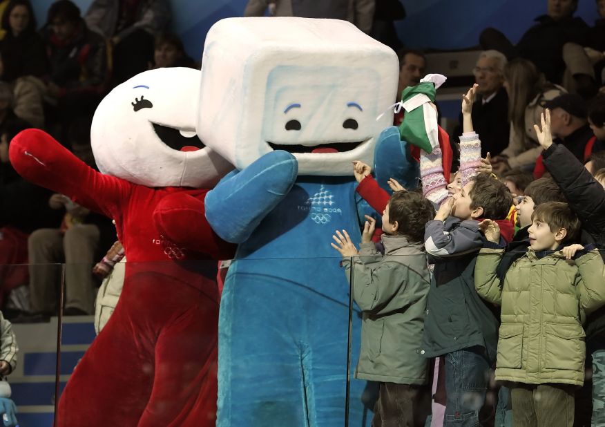 Neve and Gliz represent snow and ice. They were designed for the 2006 Winter Olympics in Turin, Italy.