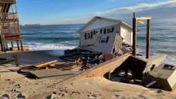A home collapsed into the ocean in Rodanthe, North Carolina.