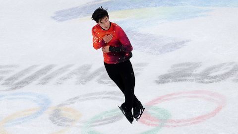 USA's Nathan Chen competes in the men's single skating free skating event during the Beijing 2022 Winter Olympic Games.