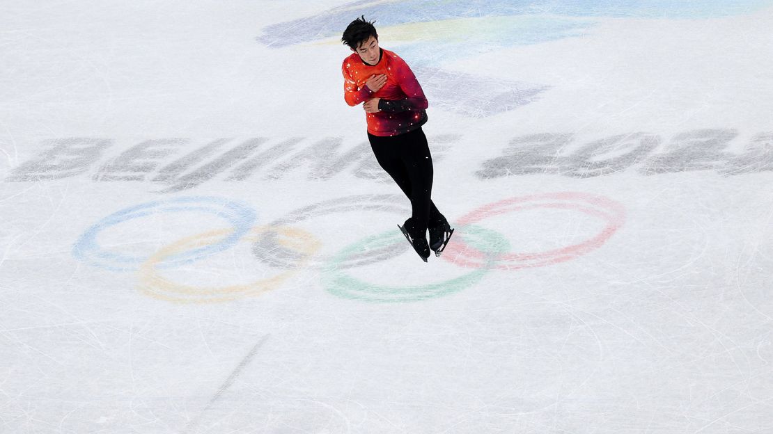 USA's Nathan Chen competes in the men's single skating free skating event during the Beijing 2022 Winter Olympic Games.