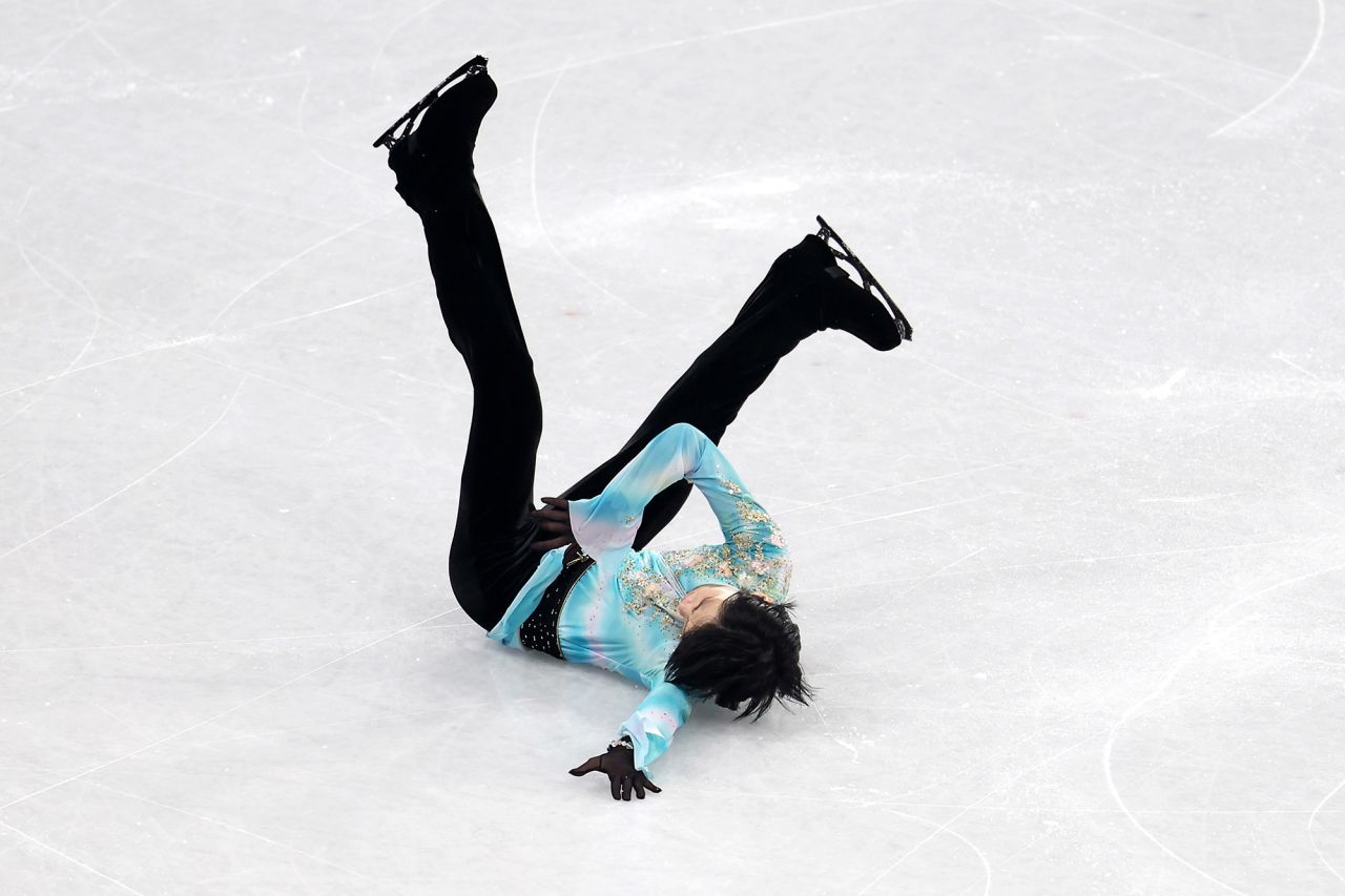 Japan's Yuzuru Hanyu, the Olympic champion in 2014 and 2018, <a href="https://www.cnn.com/world/live-news/beijing-winter-olympics-02-10-22-spt/h_d8db79c002b127feb6cb369f4d76be8b" target="_blank">falls during his free skate</a> on February 10. He attempted a quadruple axel, a highly difficult move that has never been completed in competition. He finished in fourth place.