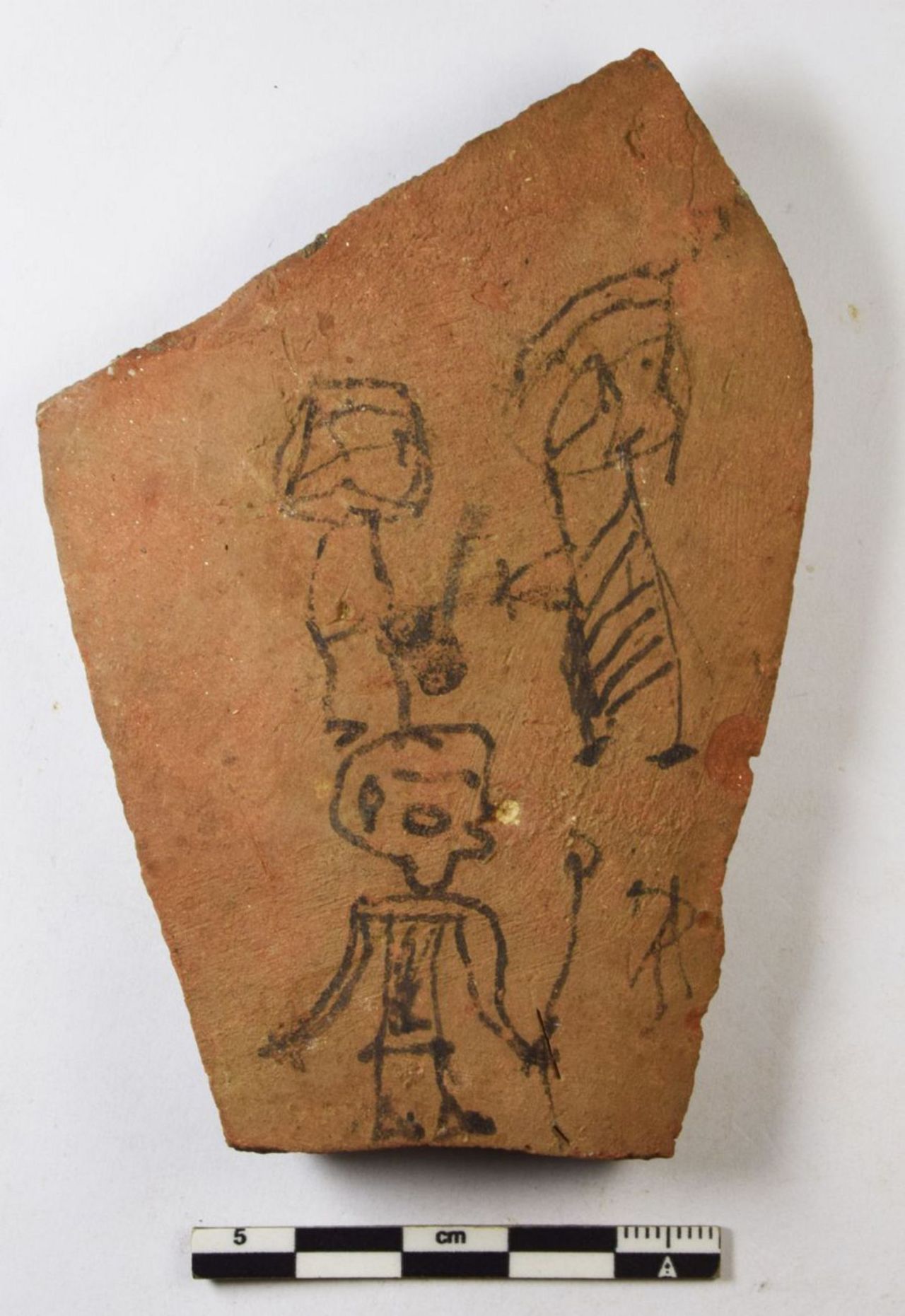 A child's drawing was among the 18,000 inscribed fragments found at the site.