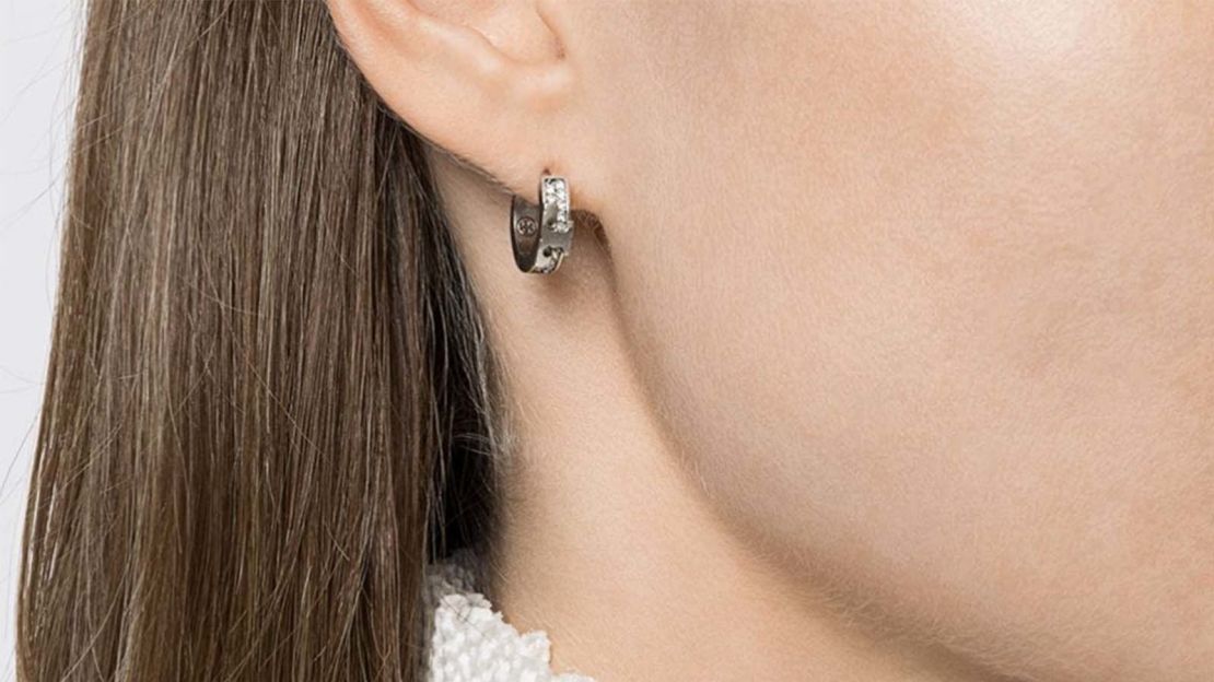 Tory Burch Pavé Huggie Hoop Earrings