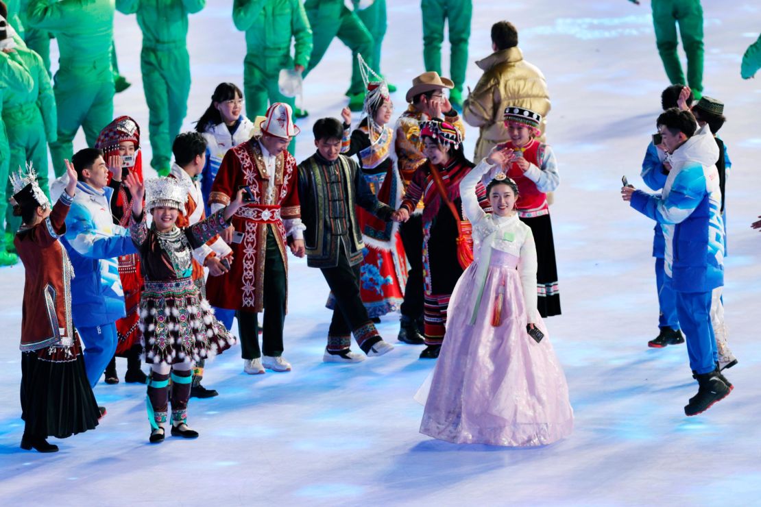 A dress worn by a performer, second from right, sparked outrage in South Korea. 