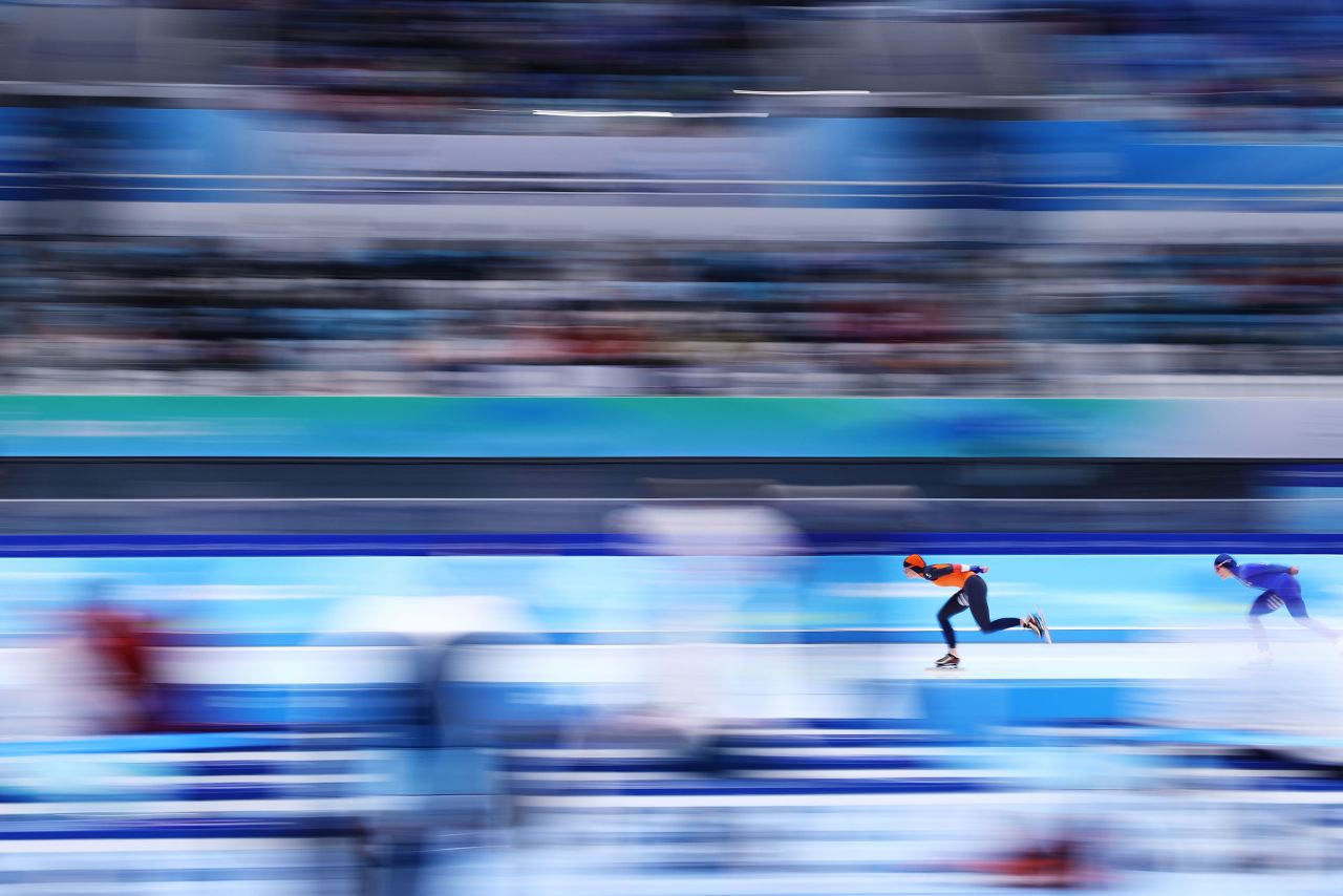 Dutch speedskater Irene Schouten competes in the 5,000 meters on February 10. Schouten won the event in stunning fashion,<a href="https://www.cnn.com/world/live-news/beijing-winter-olympics-02-10-22-spt/h_7fb53d4b92c785f1b7a9d4f3a8735542" target="_blank"> breaking a 20-year-old Olympic record</a> set by Germany's Claudia Pechstein at the Salt Lake City Games in 2002.