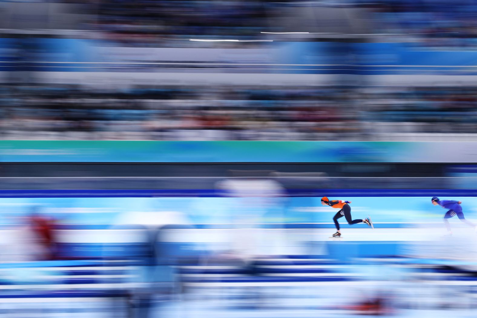 Dutch speedskater Irene Schouten competes in the 5,000 meters on February 10. Schouten won the event in stunning fashion,<a href="index.php?page=&url=https%3A%2F%2Fwww.cnn.com%2Fworld%2Flive-news%2Fbeijing-winter-olympics-02-10-22-spt%2Fh_7fb53d4b92c785f1b7a9d4f3a8735542" target="_blank"> breaking a 20-year-old Olympic record</a> set by Germany's Claudia Pechstein at the Salt Lake City Games in 2002.