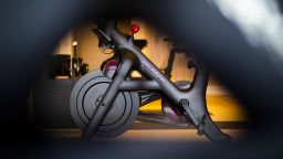 A Peloton stationary bike for sale at the company's showroom in Dedham, Massachusetts, U.S., on Wednesday, Feb. 3,  2021. 
