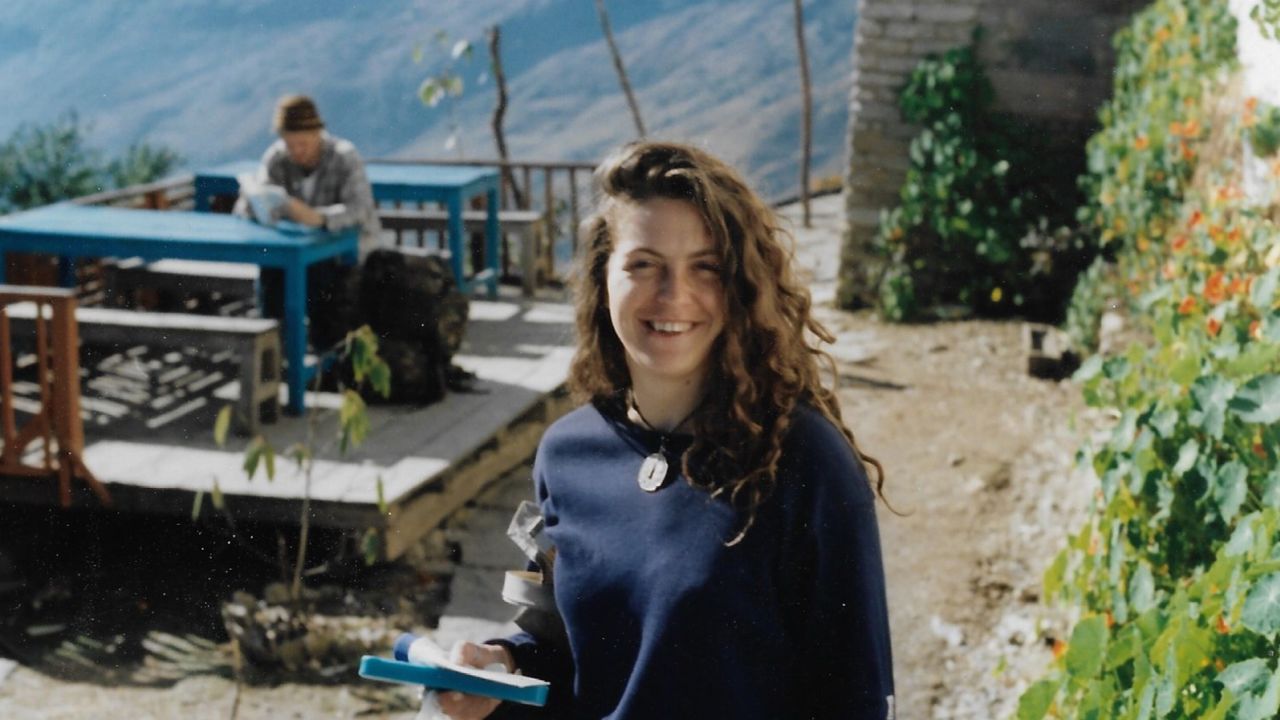 Here's Mandy Halse in Nepal on the morning of  February 14, 1996.
