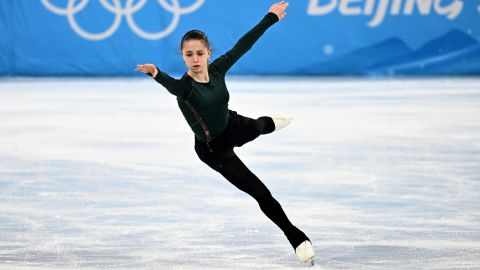 Russia's Kamila Valieva attends a training session on February 11.