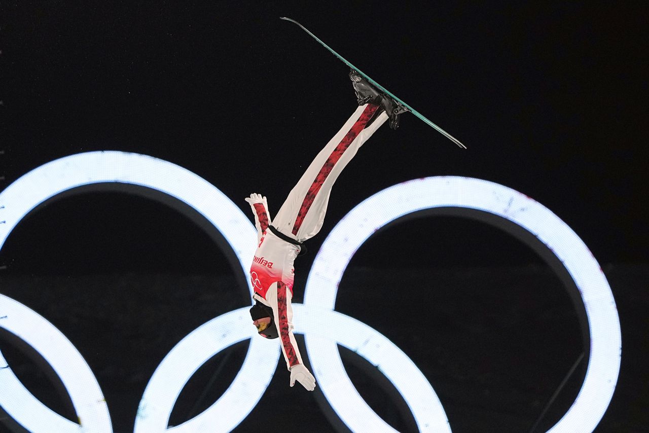 Canada's Lewis Irving competes in the mixed team aerials event on February 10. Canada won the bronze.