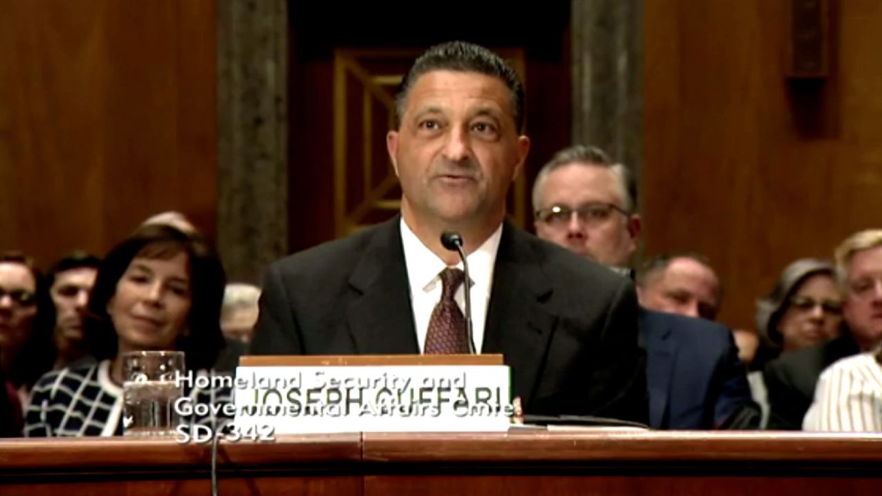 Joseph Cuffari speaks to the Senate Homeland Security Committee during his nomination hearing to be Inspector General of the Department of Homeland Security on March 5, 2019.
