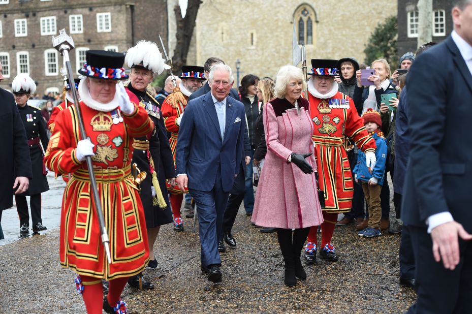 Charles and Camilla visit the the Tower of London in February 2020.