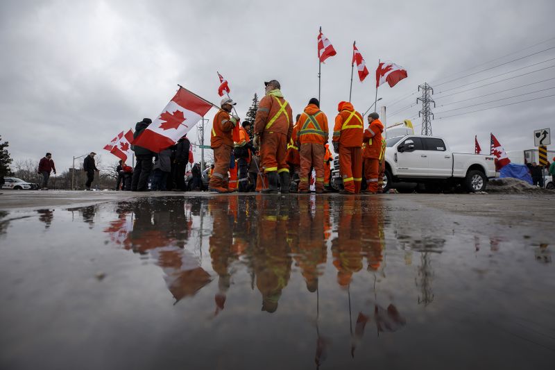 US Business Leaders Sound The Alarm On US Canada Border Blockade CNN   220211094847 02 Ambassador Bridge Border Trucker Protests 0210 