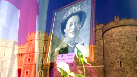 A portrait of Princess Margaret in a gift shop outside Windsor Castle in 2002