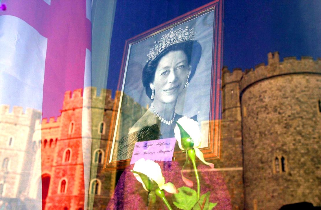 A portrait of Princess Margaret in a gift shop outside Windsor Castle in 2002