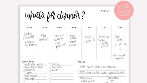 Marigold Prints Printable Menu Planner