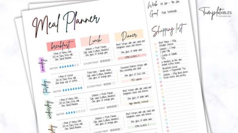 Colorful Meal Planner from Creative Jam