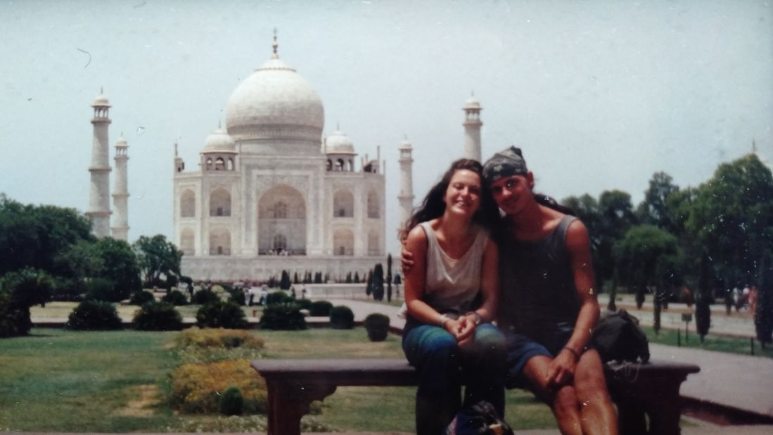 <strong>Exploring India: </strong>After they finished trekking in Nepal, Mandy and Lee traveled for six weeks around India together. Here they are at the Taj Mahal.
