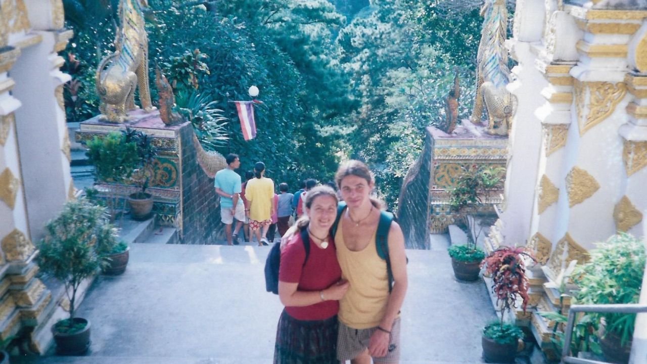 The couple in Thailand in 1999.