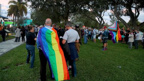 Supporters gathered for a Safe Schools South Florida & Friends rally to push back against the "Don't Say Gay" bill earlier this month. The bill would ban school districts from encouraging classroom discussions related to sexual orientation and gender identity in schools. 