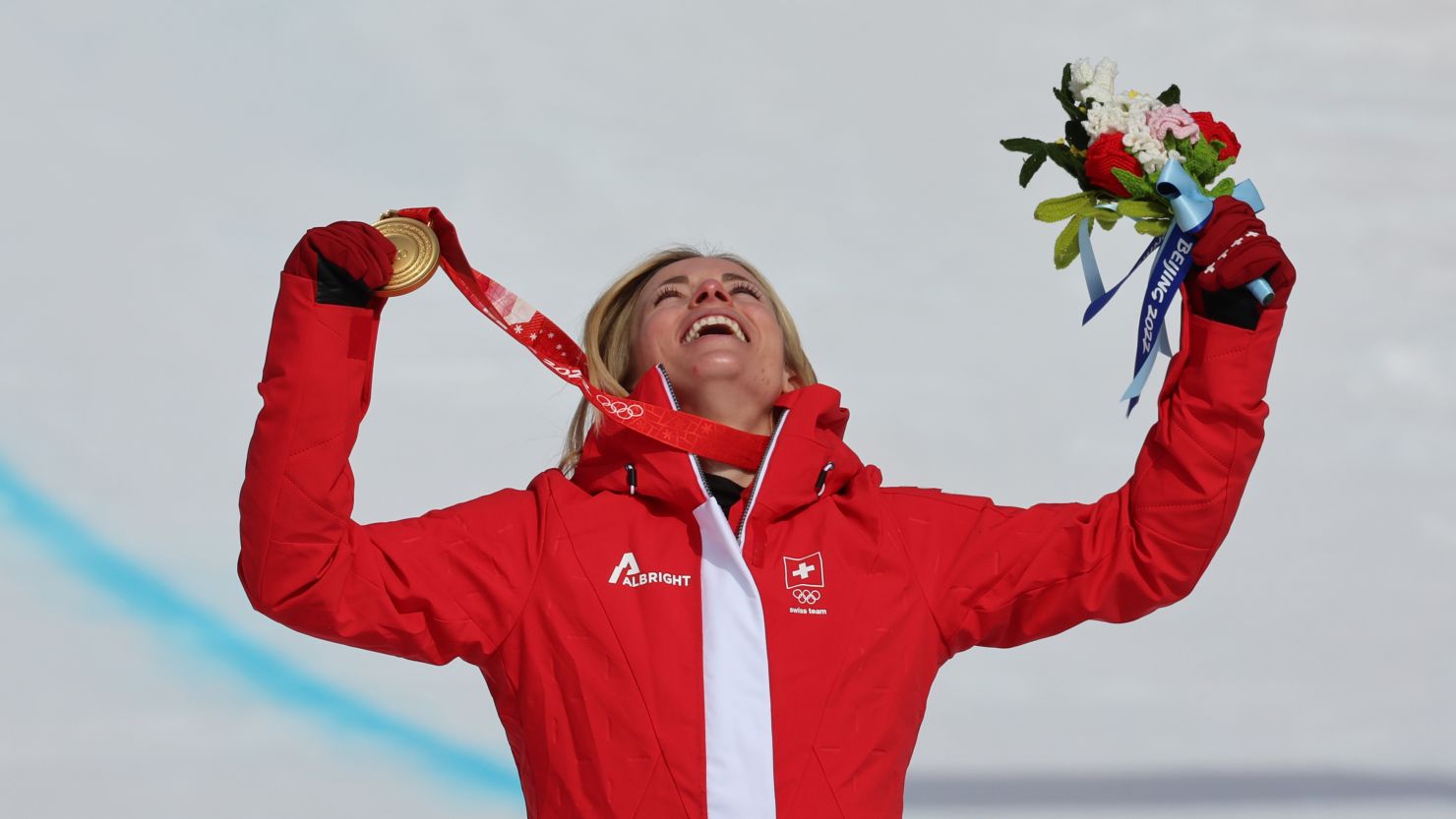 Lara Gut-Behrami wins the gold medal during the women's super-G.