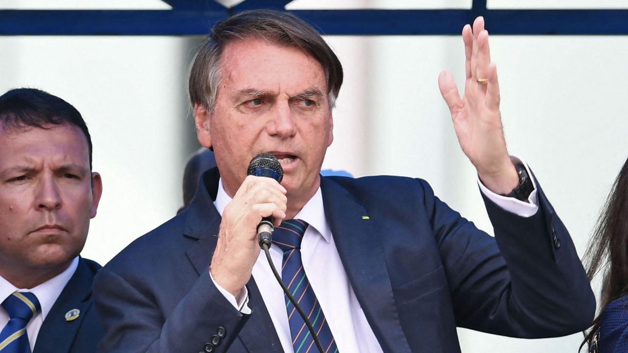Brazilian President Jair Bolsonaro speaks in Brasilia in November 2021.