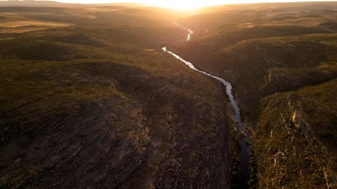 An aerial photograph of a river in Western Cape, South Africa.
