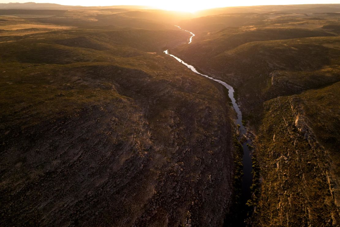 An aerial photograph of a river in Western Cape, South Africa.