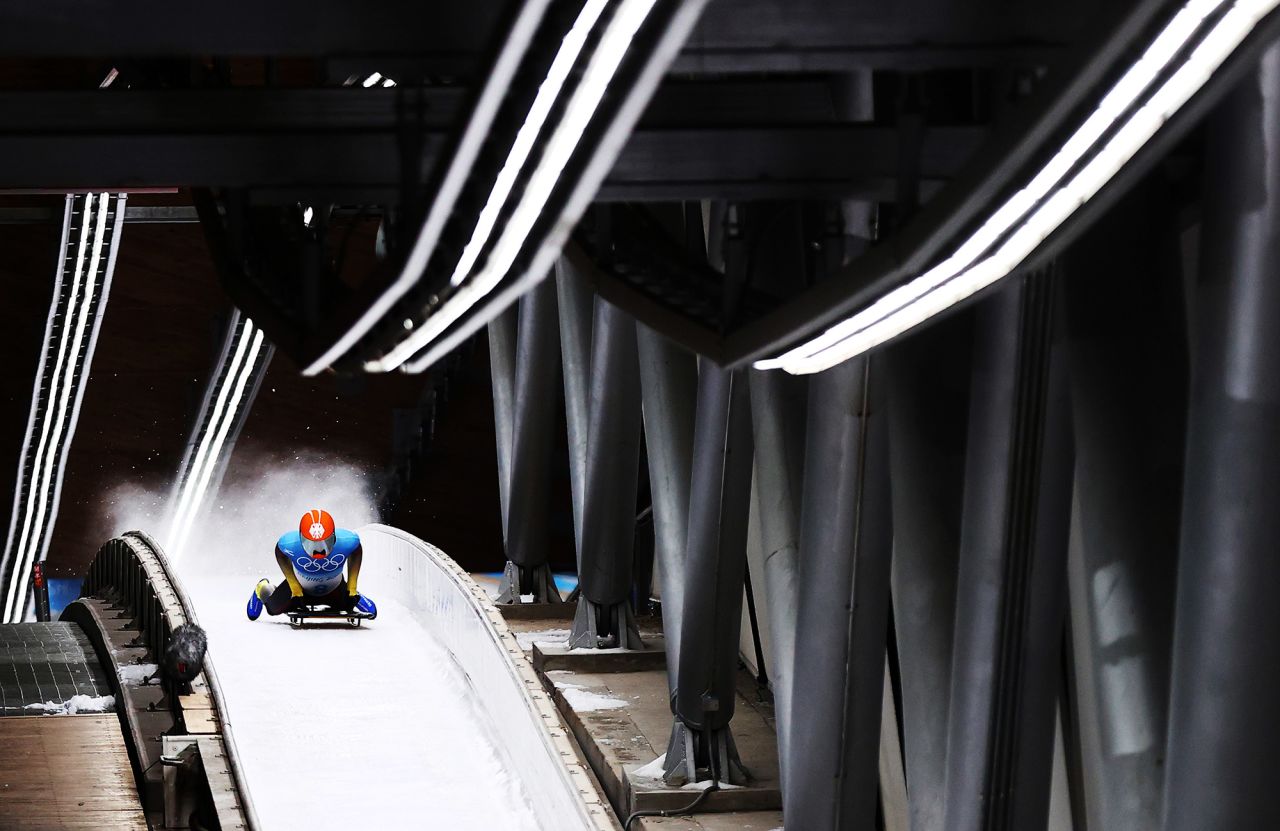 Germany's Axel Jungk makes his last run in the skeleton event on February 11. He finished with the silver.