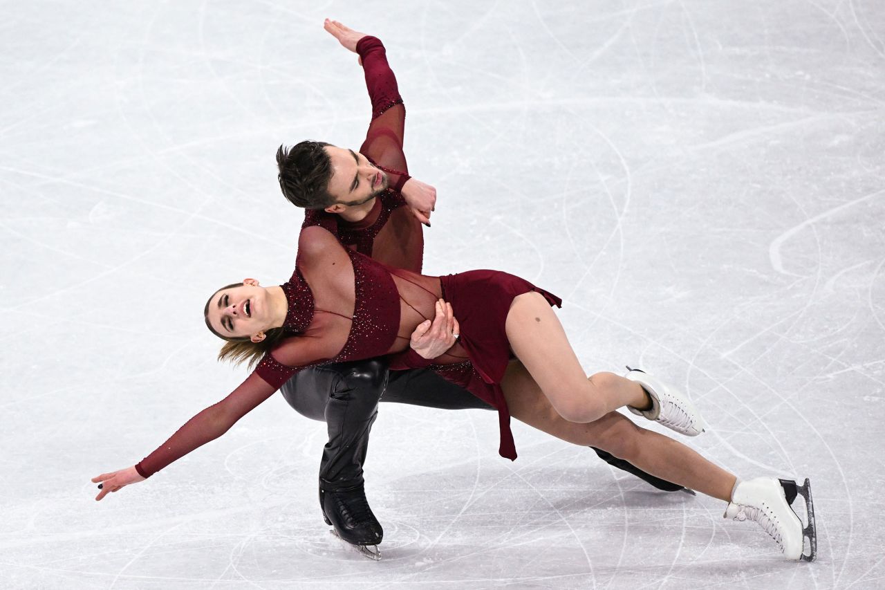 French ice dancers Guillaume Cizeron and Gabriella Papadakis compete on February 12. The pair<a href="https://www.cnn.com/world/live-news/beijing-winter-olympics-02-12-22-spt/h_72149bc80da25d3171efdebafa9d5e64" target="_blank"> set a new world record</a> in the rhythm dance and would go on to win the gold medal.