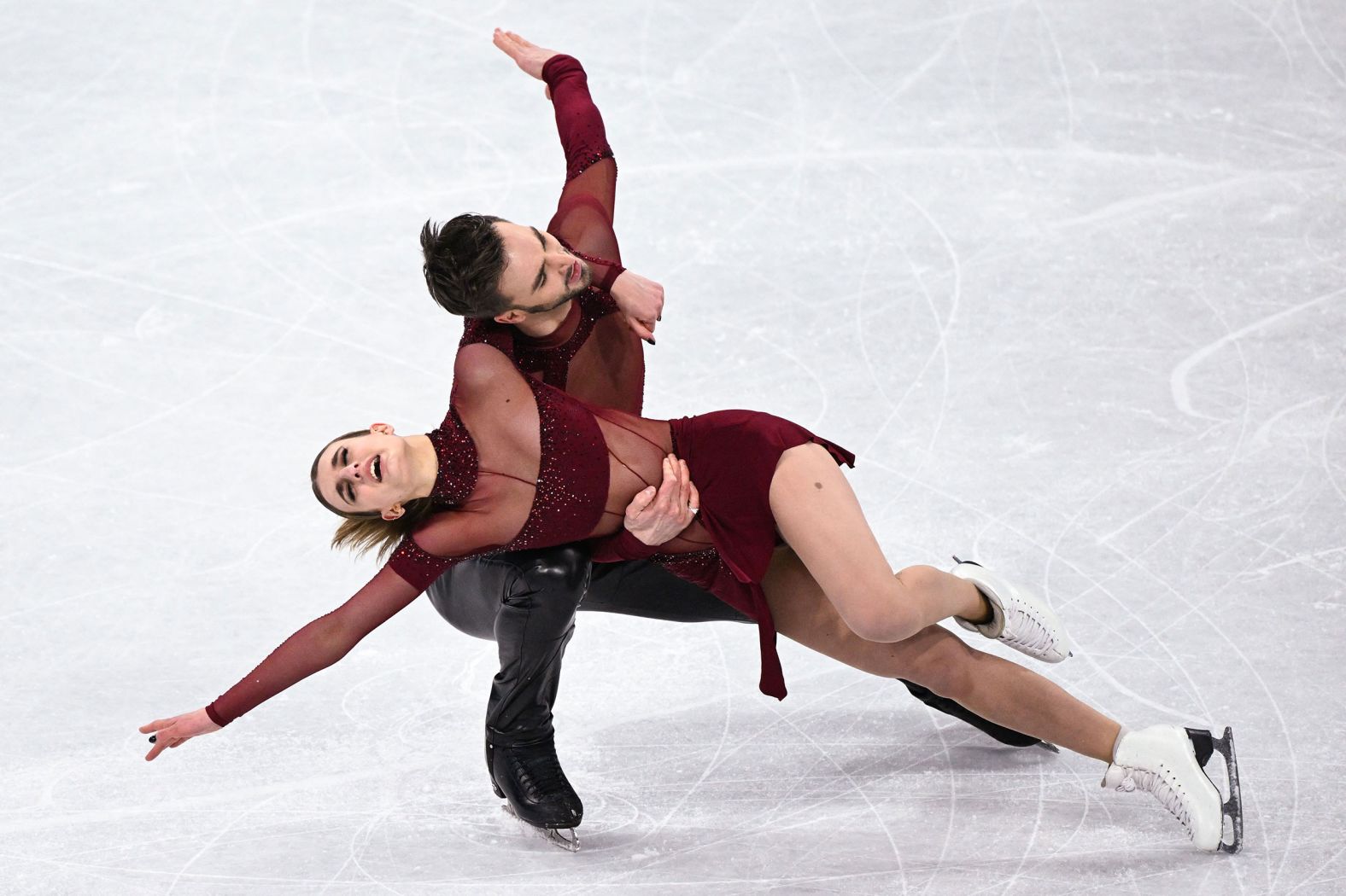 French ice dancers Guillaume Cizeron and Gabriella Papadakis compete on February 12. The pair<a href="index.php?page=&url=https%3A%2F%2Fwww.cnn.com%2Fworld%2Flive-news%2Fbeijing-winter-olympics-02-12-22-spt%2Fh_72149bc80da25d3171efdebafa9d5e64" target="_blank"> set a new world record</a> in the rhythm dance and would go on to win the gold medal.