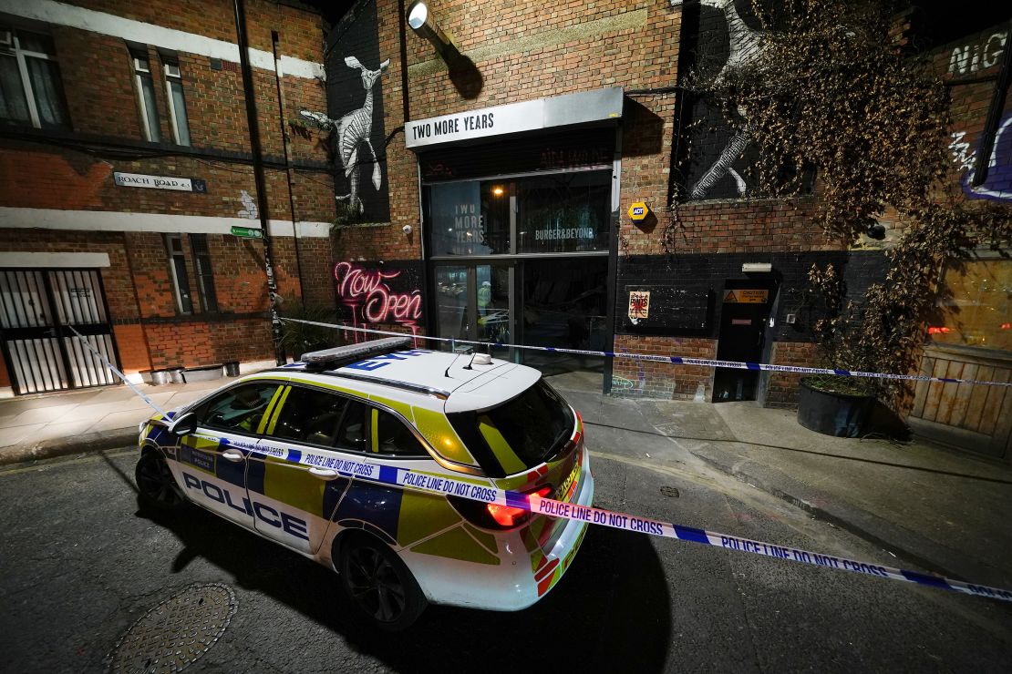 Emergency services outside the Two More Years bar on Saturday.