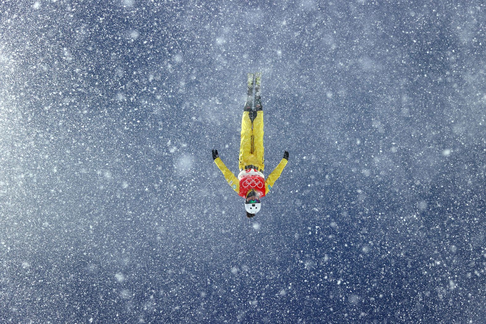 Kazakhstan's Akmarzhan Kalmurzayeva makes a practice run ahead of aerials qualification on February 13.