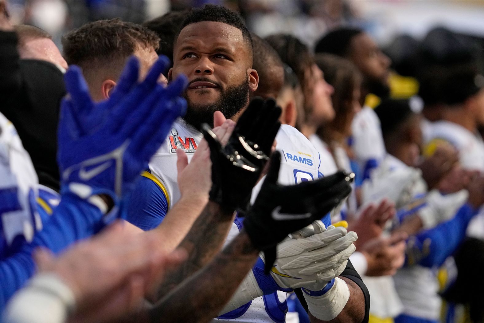 Donald claps after the National Anthem.