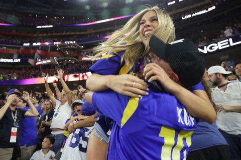 Fans react after the Rams' win.