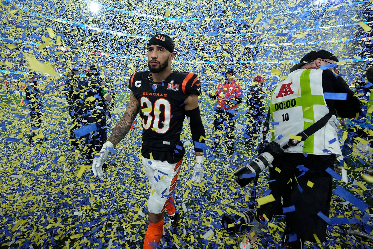 Bengals safety Jessie Bates III walks off the field after the game.