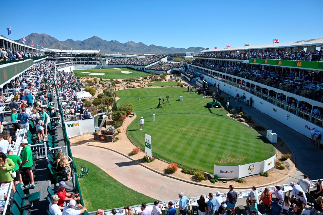 A general view of the 16th hole during the third round of the Phoenix Open.