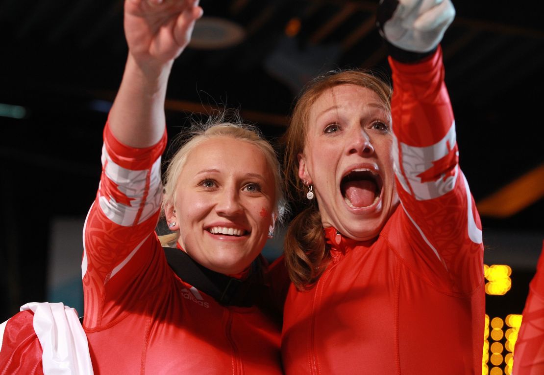 Humphries (L) celebrating after winning Olympic gold for Canada in Vancouver 2010.