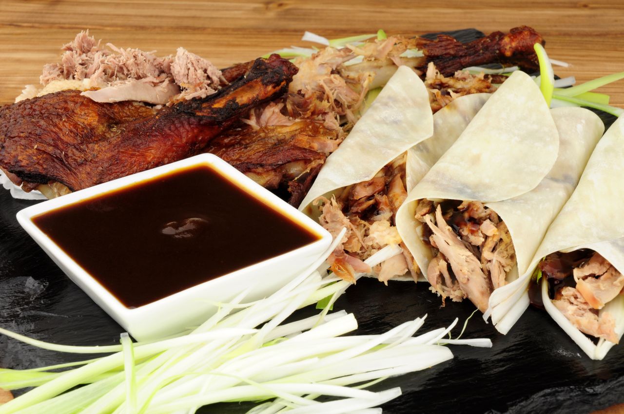 Pancakes with Peking duck are a Chinese cuisine staple.