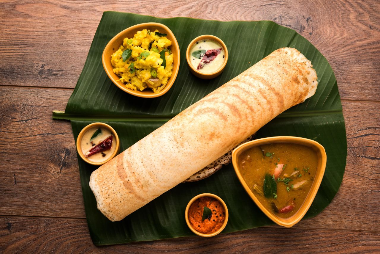 This popular South Indian breakfast dish is made from a batter of fermented rice and lentils.