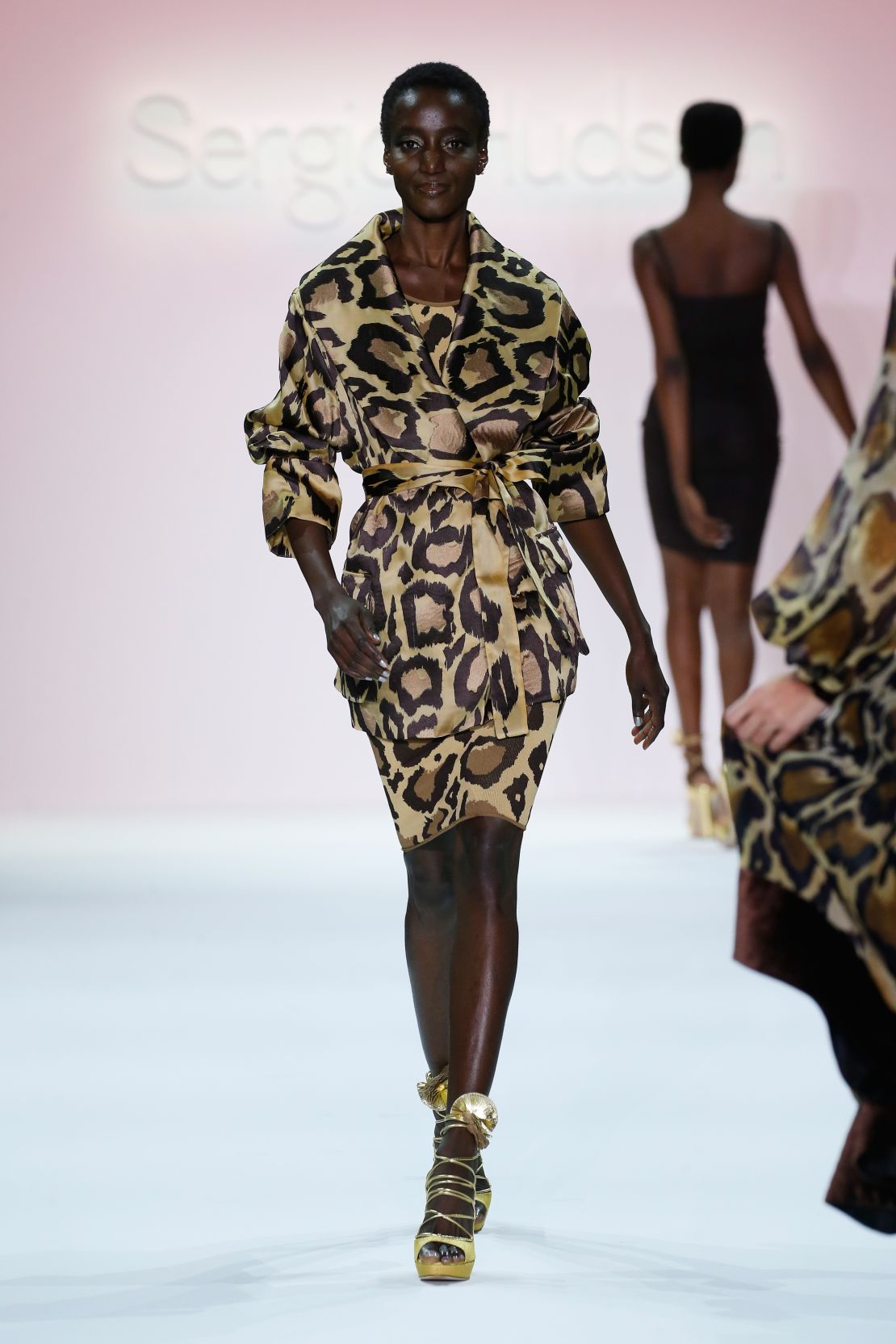 A super-sized leopard print pattern was a key theme on the runway.