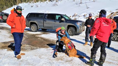 Multiple crews, including two dog crews and a helicopter, responded to the avalanche call.