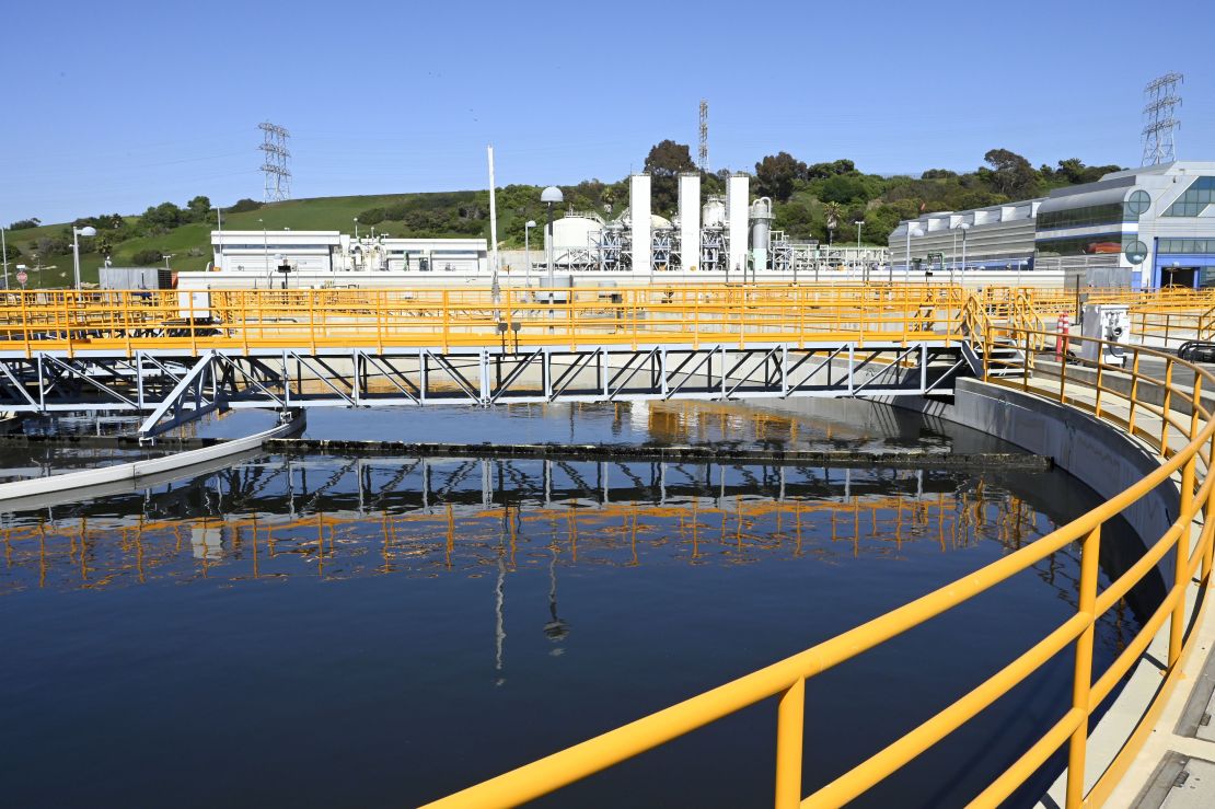 Secondary clarifier tanks at the Hyperion Water Reclamation Plant in Los Angeles.