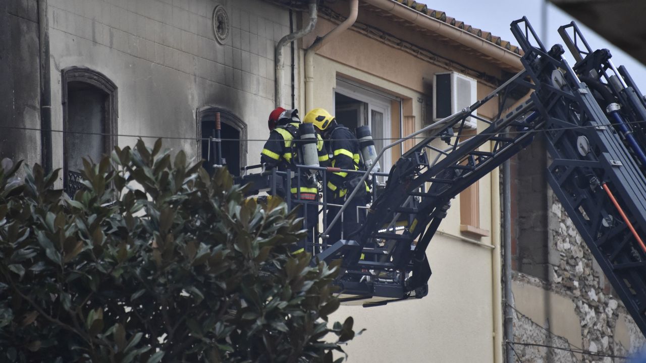 Rescue teams search for missing inhabitants in Saint-Laurent-de-la-Salanque, on February 14, 2022.