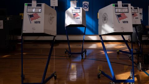  Voting booths at Public School 160 on November 3, 2020 in the Brooklyn borough of New York City. 